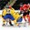 GRAND FORKS, NORTH DAKOTA - APRIL 23: Sweden's Filip Gustavsson #1 makes the save on this play while Erik Brannstom #14 and Jakob Cederholm #3 keep defend against Canada's Maxime Comtois #12 while Michael McLeod #22 battles with Isac Lundestrom #17 during semifinal round action at the 2016 IIHF Ice Hockey U18 World Championship. (Photo by Minas Panagiotakis/HHOF-IIHF Images)

